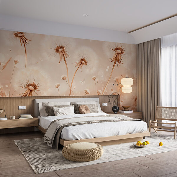 Delicate dandelions in soft hues Wall murals Delicate dandelions in soft hues