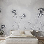 Wall murals Group of dandelions in a field