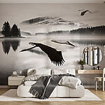 Wall murals Bird flying over water