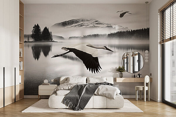Wall murals Wall murals Bird flying over water (SKU: w08658)
