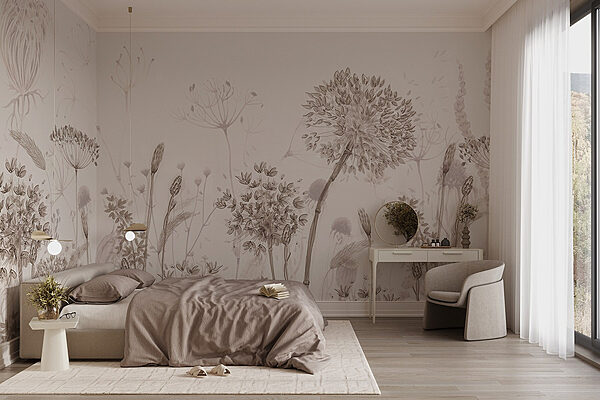 Drawing of flowers and plants Wall murals Drawing of flowers and plants