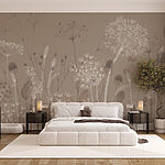 Wall murals Delicate blooms on a muted backdrop