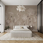 Wall mural Delicate blooms on a muted backdrop