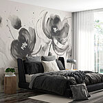 Wall murals Painting of flowers on a white surface