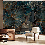 Wall mural Elegant floral pattern with fine lines