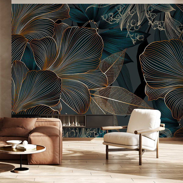 Wall mural Elegant floral pattern with fine lines