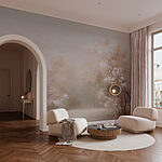 Wall murals Water with trees and a foggy sky