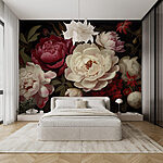 Wall murals Painting of flowers on a black background