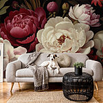 Wall mural Painting of flowers on a black background