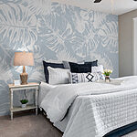 Wall murals White leaves on a blue background