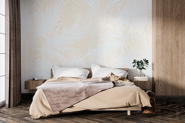 Wall murals White pattern with white leaves (SKU: w02896) Wall murals Wall murals White pattern with white leaves (SKU: w02896)