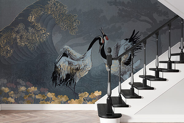 Two birds standing in a field Wall murals Two birds standing in a field