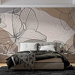 Wall murals Elegant floral line art design.