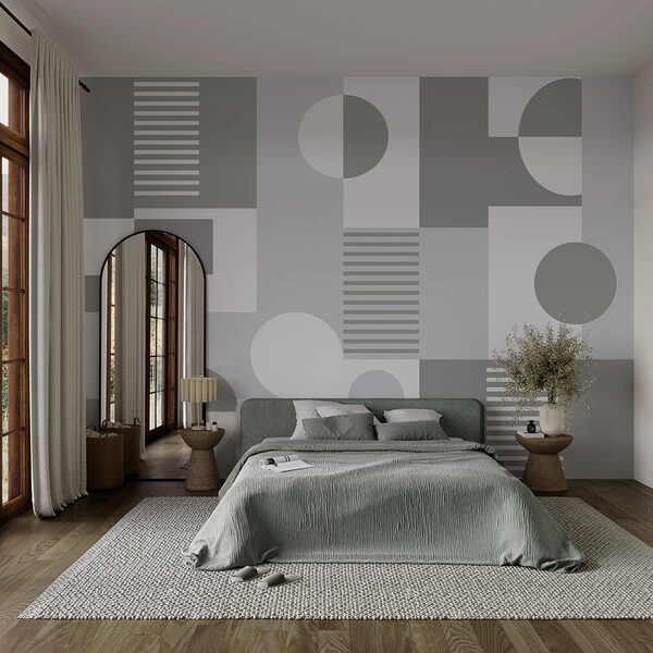 Grey and white geometrical pattern Wall murals Grey and white geometrical pattern