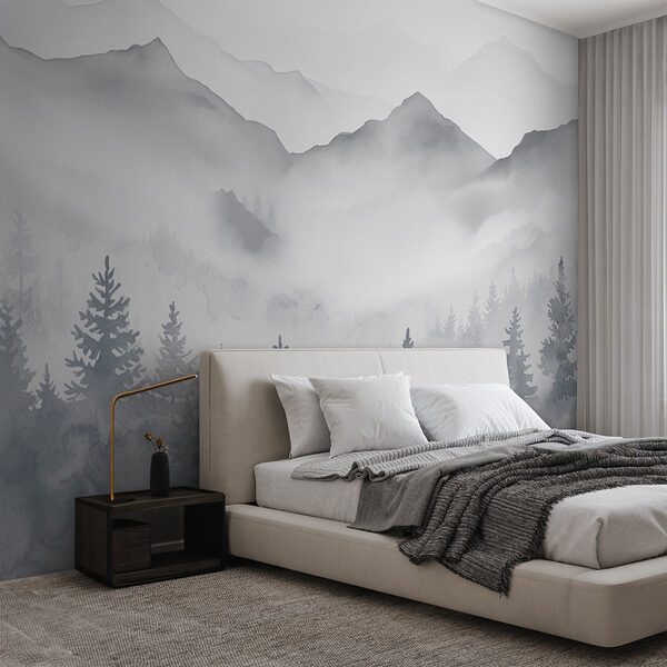 Landscape of mountains and trees Wall murals Landscape of mountains and trees
