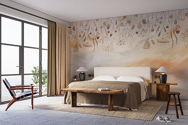 Painting of dried flowers and plants Wall murals Painting of dried flowers and plants