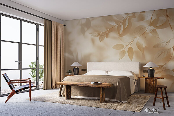 White leaves on a white surface Wall murals White leaves on a white surface