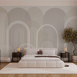 Wall murals White and gray background with white lines