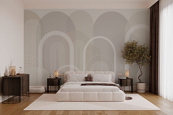Wall murals White and gray background with white lines