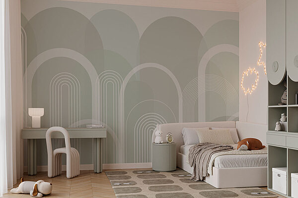 Wall mural White and gray background with white lines