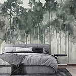Wall murals Group of trees in fog