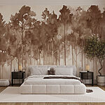 Wall murals Group of trees in a foggy forest