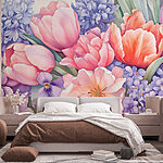 Wall murals Group of flowers on a white background