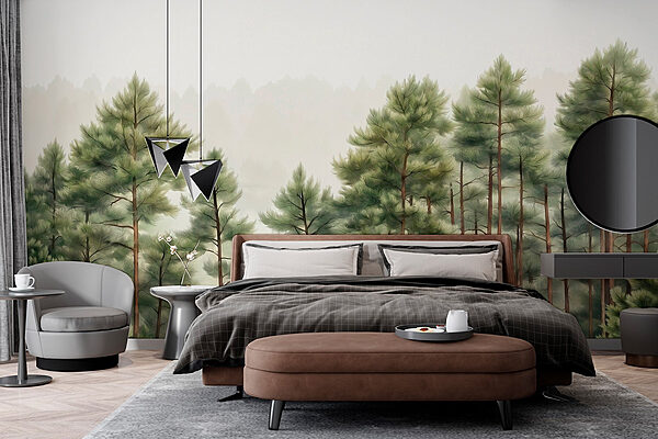Group of trees in a forest Wall murals Group of trees in a forest