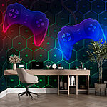 Wall murals Game controller on a hexagon background