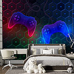 Wall mural Game controller on a hexagon background