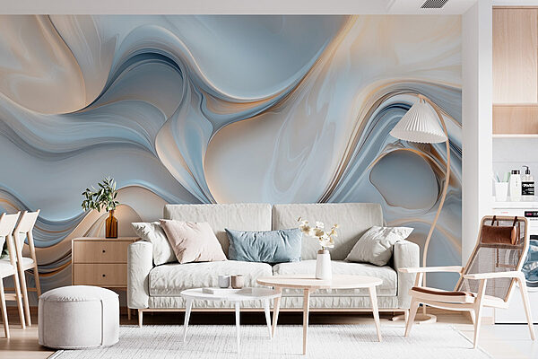 White and grey swirly background Wall murals White and grey swirly background