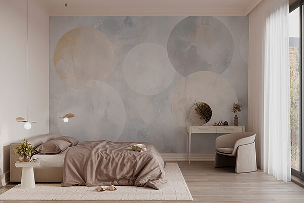 White and grey circles Wall murals White and grey circles