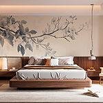 Wall murals Branch with flowers and leaves