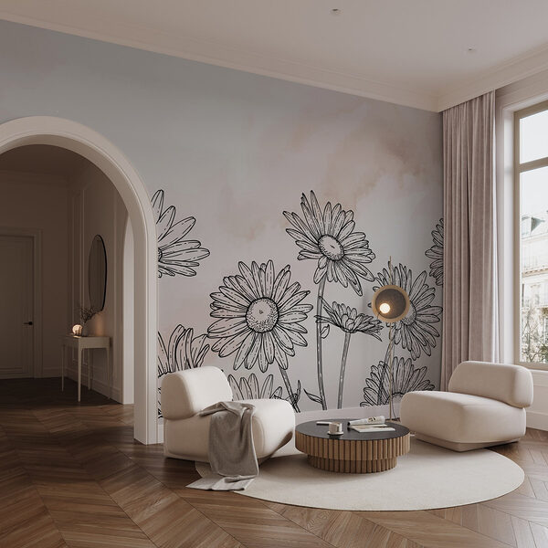 Wall murals Group of flowers on a white background
