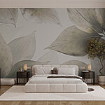 Wall murals Delicate leaves in soft tones