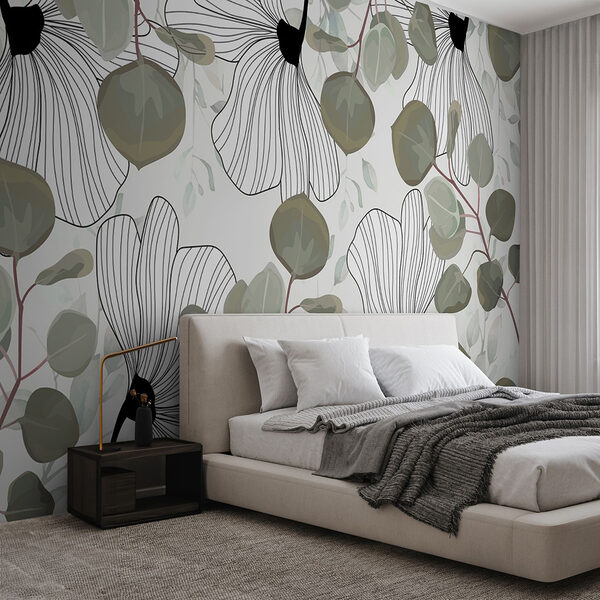 Wall murals Floral pattern with leaves