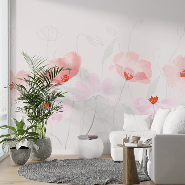 Wall murals Group of pink flowers