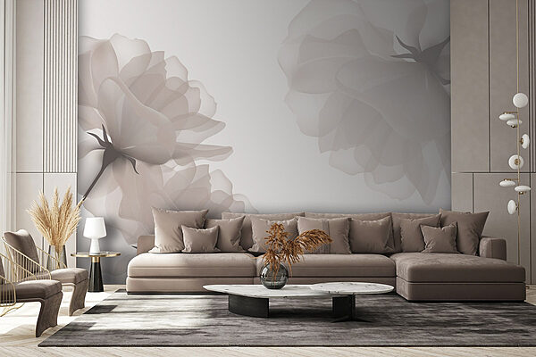 Group of flowers on a white background Wall murals Group of flowers on a white background