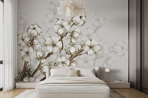 Wall murals Plant with white flowers
