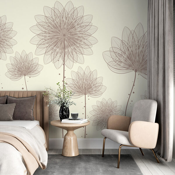 Wall murals Group of flowers with lines and dots