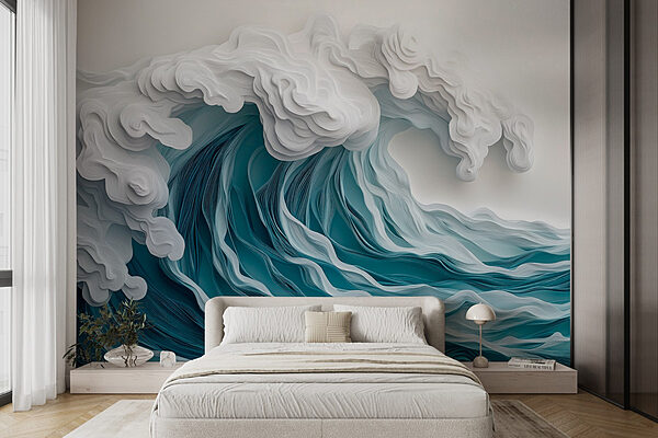 Paper cut out of a wave Wall murals Paper cut out of a wave