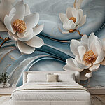 Wall murals Delicate blooms on flowing canvas.