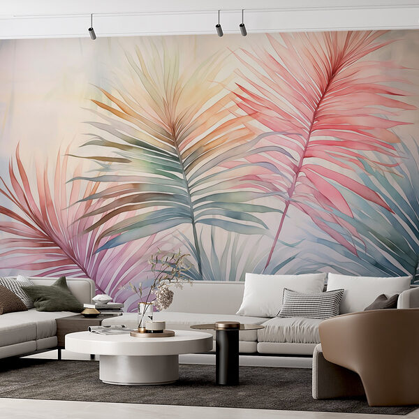 Wall murals Soft hues of tropical foliage