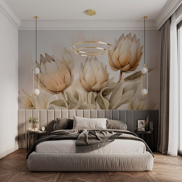 Wall murals Elegant blossoms in soft tones