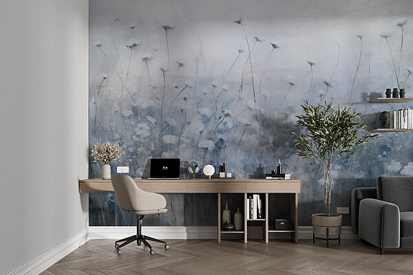 Wall murals Painting of flowers in a field