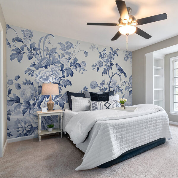 Wall murals Blue and white floral design (SKU: w02977) Wall murals Wall murals Blue and white floral design (SKU: w02977)