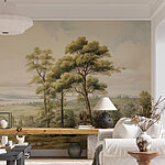 Wall mural Landscape with trees and hills
