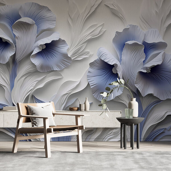 White and blue flowers Wall murals White and blue flowers