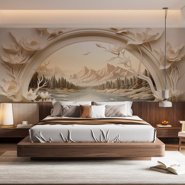 Wall murals Wallpaper with a river and trees