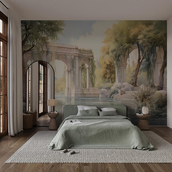 Water with trees and arches Wall murals Water with trees and arches